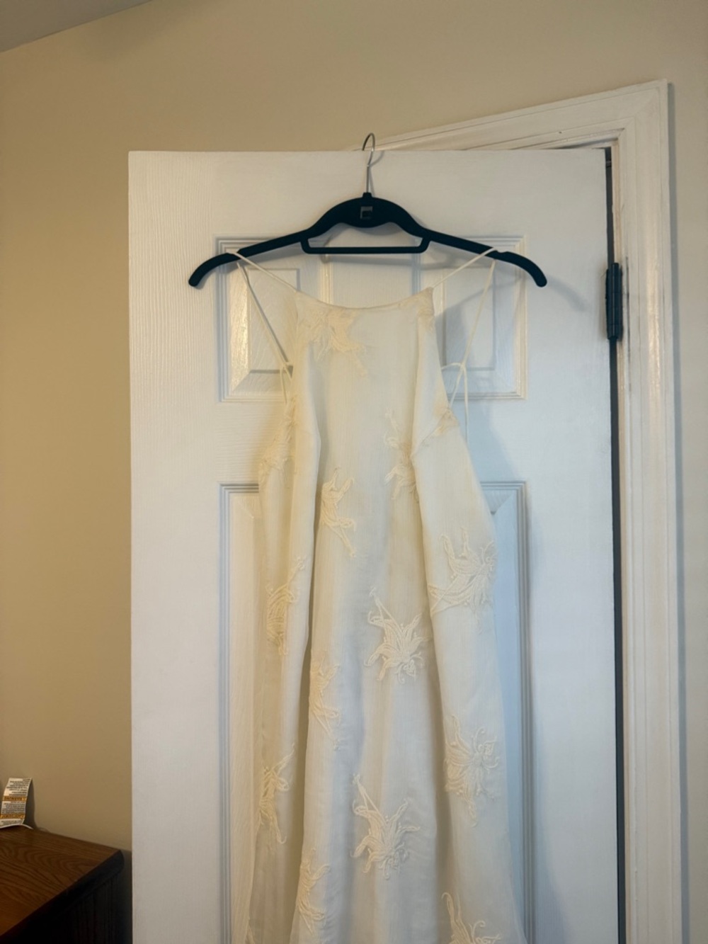 Astr Cream Floral-Embroidered Mini Slip Dress
